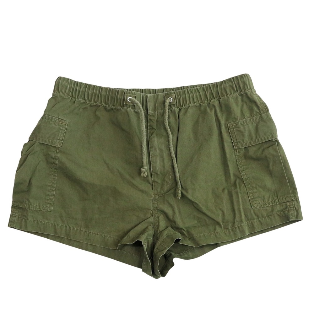 TNA Cargo Shorts Women Small Green Utility Elastic Waist Drawstring Cotton Nylon